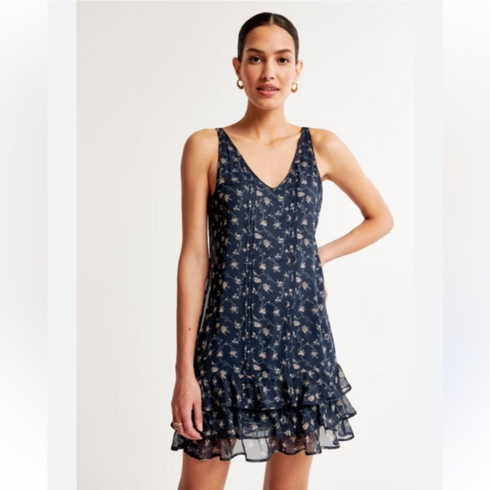 Abercrombie & Fitch Navy Floral Midi Dress